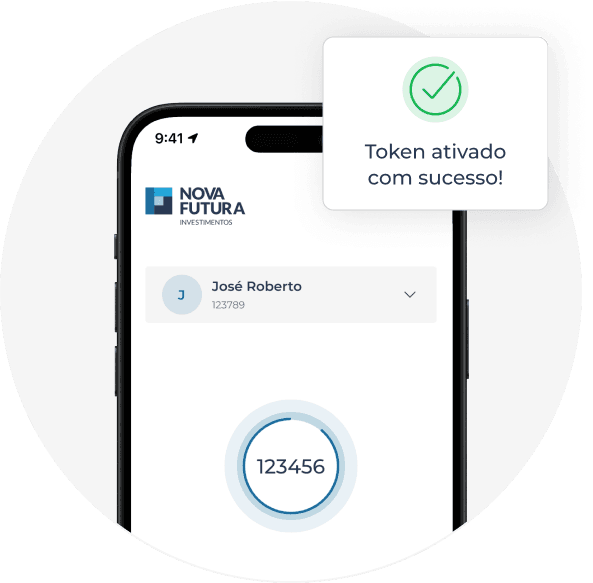 Mockup do app com token ativado